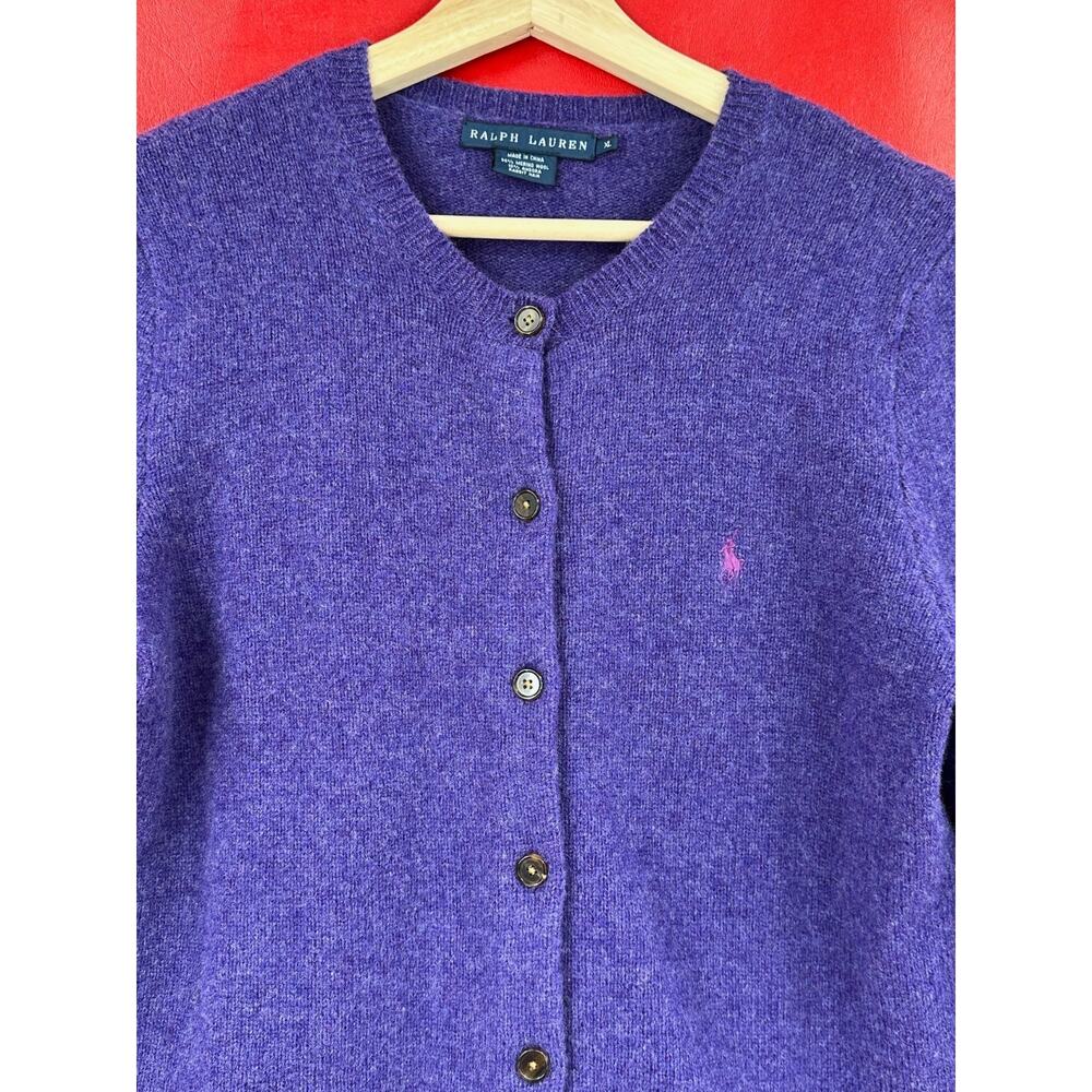 Ralph Lauren XL Purple Marbled Wool/Angora Blend Button Front Cardigan Sweater - Picture 7 of 8
